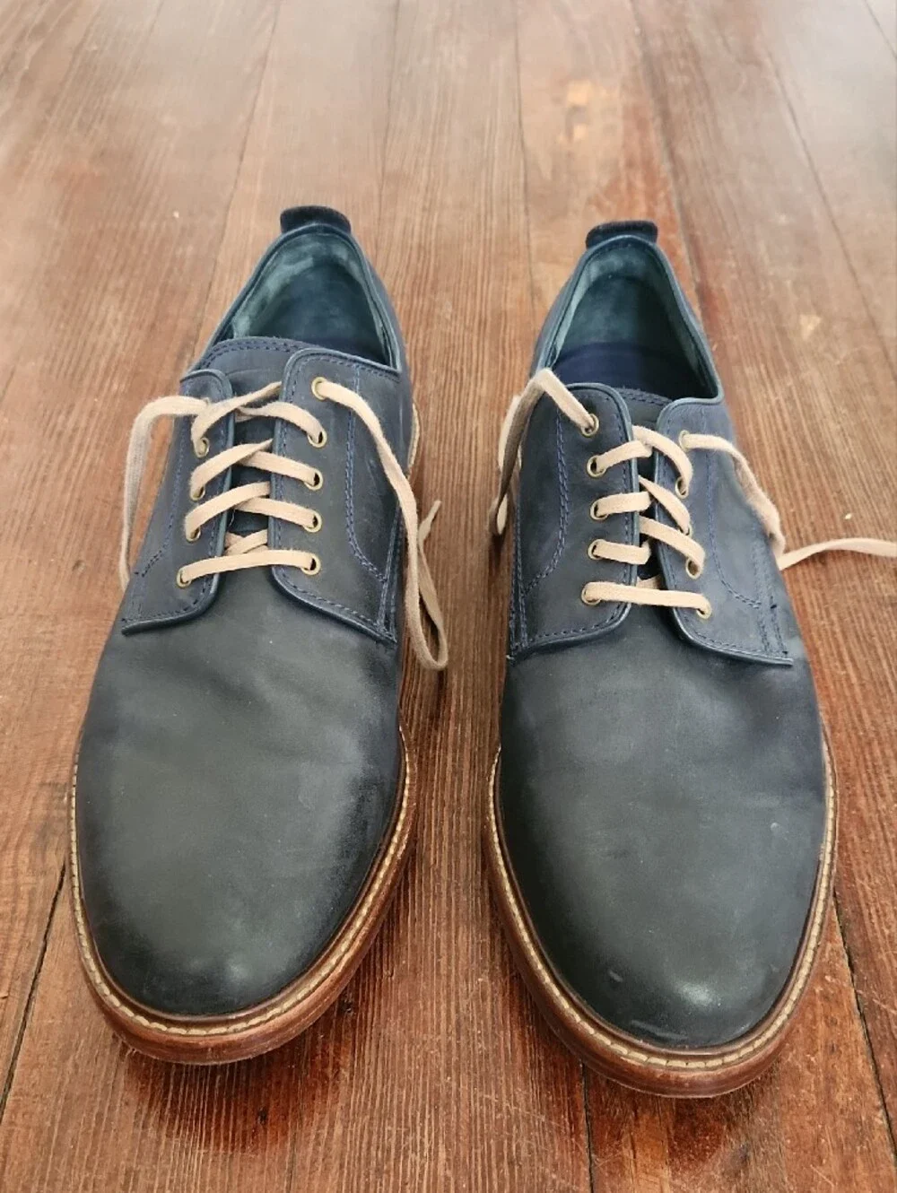 Cole Haan Tyler Grand Men's 11.5M Navy Blue Leather Plain Toe Oxford